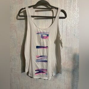 PINK Victoria's Secret White Tank Top with Pink and Purple Hit, Opening In Back